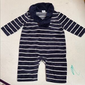 Janie And Jack Navy & White Striped Baby One-Piece Romper 0 to 3